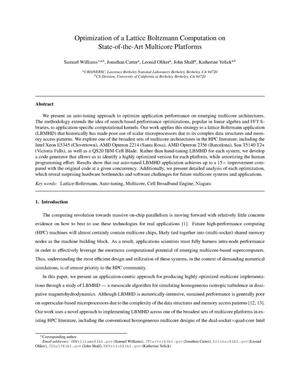 Optimization of a Lattice Boltzmann Computation on State-of-the-Art Multicore Platforms