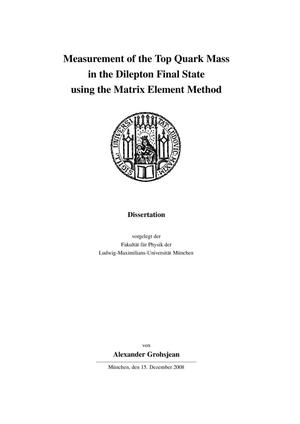Measurement of the top quark mass in the dilepton final state using the matrix element method