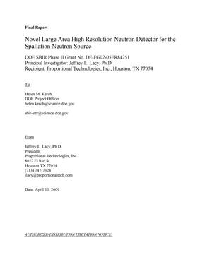 Novel Large Area High Resolution Neutron Detector for the Spallation Neutron Source