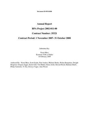Kootenai River Floodplain Ecosystem Operational Loss Assessment, Protection, Mitigation and Rehabilitation, 2007-2008 Annual Report.