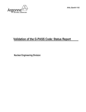 Validation of the G-PASS code : status report.