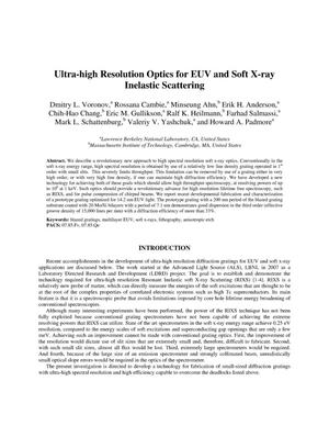 Ultra-high Resolution Optics for EUV and Soft X-ray Inelastic Scattering