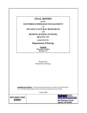 Final Report for the MANNRRSS II Program Management of Nevada's Natural Resources with Remote Sensing Systems, Beatty, NV