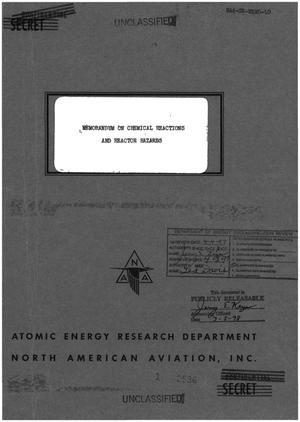 Memorandum on Chemical Reactors and Reactor Hazards