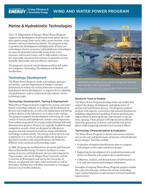 Marine & Hydrokinetic Technologies (Fact Sheet)