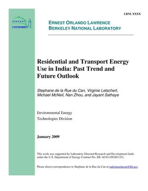 Residential and Transport Energy Use in India: Past Trend and Future Outlook