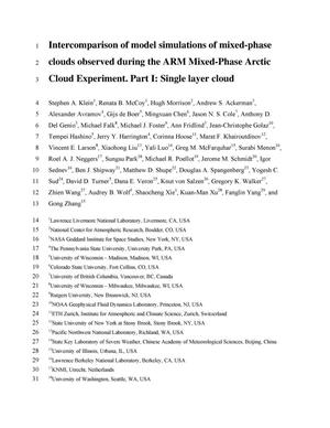 Primary view of object titled 'Intercomparison of model simulations of mixed-phase clouds observed during the ARM Mixed-Phase Arctic Cloud Experiment. Part I: Single layer cloud'.