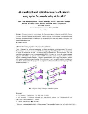 At-wavelength and optical metrology of bendable x-ray optics for nanofocusing at the ALS