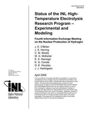 Status of the INL high-temperature electrolysis research program –experimental and modeling