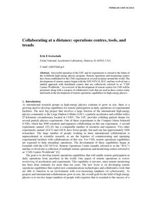 Collaborating at a distance: operations centres, tools, and trends