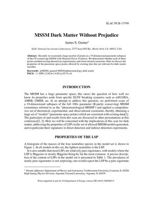 MSSM Dark Matter Without Prejudice