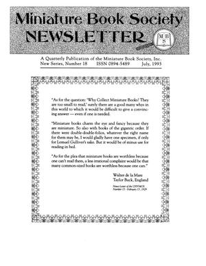 Miniature Book Society Newsletter, Number 18, July 1993