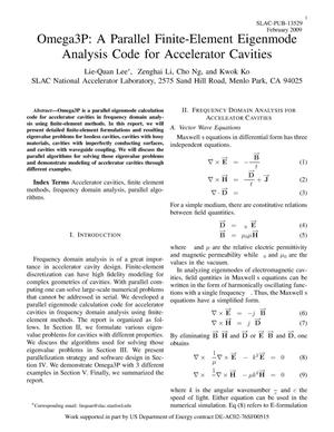 Omega3P: A Parallel Finite-Element Eigenmode Analysis Code for Accelerator Cavities