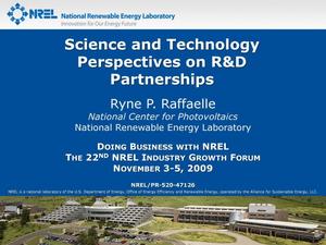 Science and Technology Perspectives on R&D Partnerships