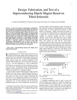 Design, Fabrication, and Test of a Superconducting Dipole Magnet Based on Tilted Solenoids