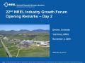 Presentation: 22nd NREL Industry Growth Forum Opening Remarks - Day 2