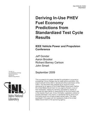Deriving In-Use PHEV Fuel Economy Predictions from Standardized Test Cycle Results
