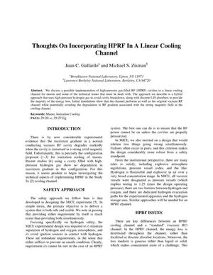 Thoughts on Incorporating HPRF in a Linear Cooling Channel