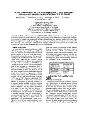 Model development and calibration for the coupled thermal, hydraulic and mechanical phenomena of the bentonite