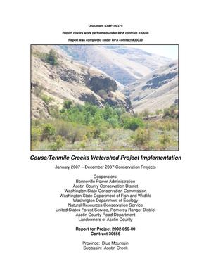 Couse/Tenmile Creeks Watershed Project Implementation : 2007 Conservtion Projects. [2007 Habitat Projects Completed].