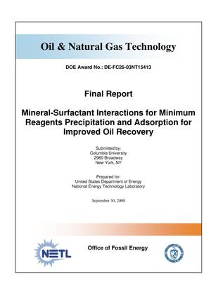 Mineral-Surfactant Interactions for Minimum Reagents Precipitation and Adsorption for Improved Oil Recovery