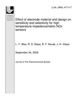 Effect of electrode material and design on sensitivity and selectivity for high temperature impedancemetric NOx sensors