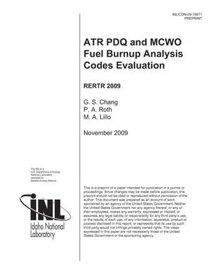 ATR PDQ and MCWO Fuel Burnup Analysis Codes Evaluation