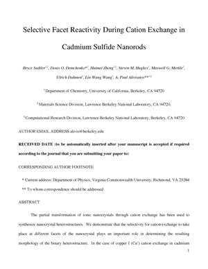 Selective Facet Reactivity During Cation Exchange in Cadmium Sulfide Nanorods