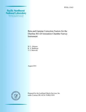 Beta and Gamma Correction Factors for the Eberline R0-20 Ionization Chamber Survey Instrument