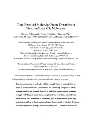 Time-Resolved Molecular Frame Dynamics of Fixed-in-Space CS2 Molecules