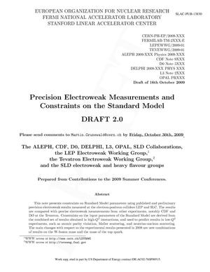 Precision Electroweak Measurements and Constraints on the Standard Model