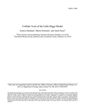 Collider Tests of the Little Higgs Model