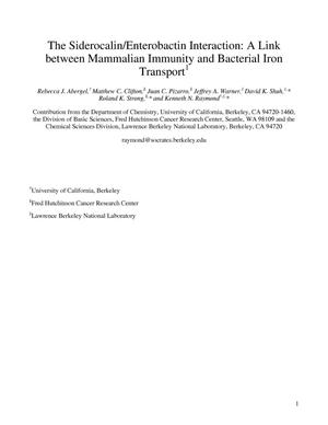 The Siderocalin/Enterobactin Interaction: A Link between Mammalian Immunity and Bacterial Iron Transport