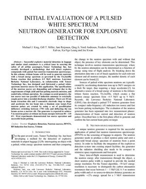 INITIAL EVALUATION OF A PULSED WHITE SPECTRUM NEUTRON GENERATOR FOR EXPLOSIVE DETECTION