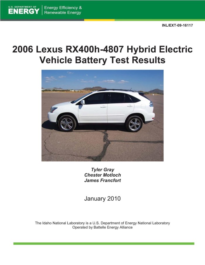2006 Lexus Rx 400h Hybrid Battery