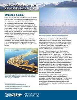 Systems Performance Analyses of Alaska Wind-Diesel Projects; Kotzebue, Alaska (Fact Sheet)