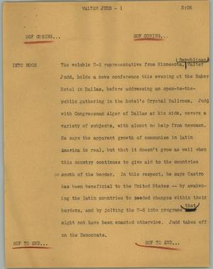Primary view of object titled '[News Script: Walter Judd]'.