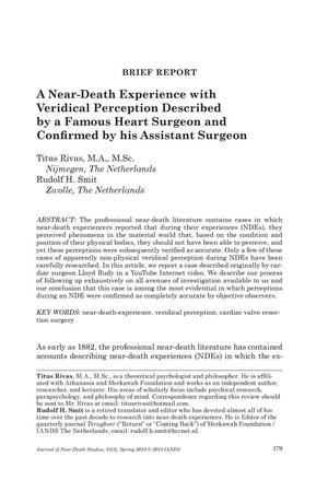 Brief Report: A Near-Death Experience with Veridical Perception Described by a Famous Heart Surgeon and Confirmed by his Assistant Surgeon