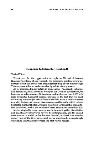 Primary view of object titled 'Letter to the Editor: Response to Schroeter-Kunhardt'.