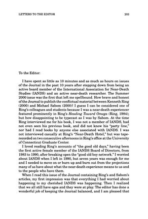 Primary view of object titled 'Letter to the Editor [Spring 2001, #3]'.
