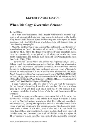 Primary view of object titled 'Letter to the Editor: When Ideology Overrules Science'.
