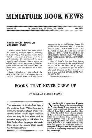 Primary view of object titled 'Miniature Book News, Number 24, June 1971'.