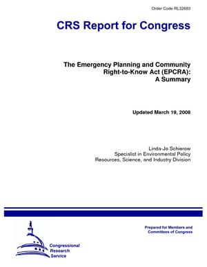 The Emergency Planning and Community Right-to-Know Act (EPCRA): A Summary