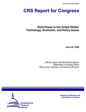 Primary view of object titled 'Wind Power in the United States: Technology, Economic, and Policy Issues'.