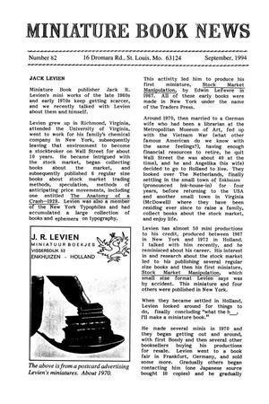 Miniature Book News, Number 82, September 1994