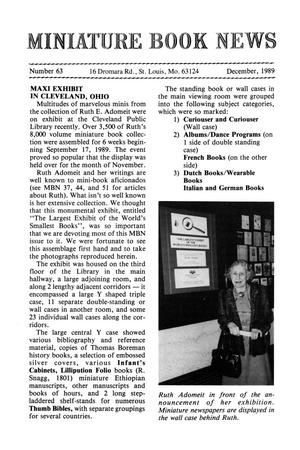 Miniature Book News, Number 63, December 1989