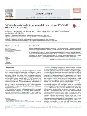 Oxidation behavior and microstructural decomposition of Ti-6Al-4V and Ti-6Al-4V-1B sheet