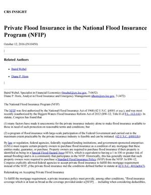 Private Flood Insurance in the National Flood Insurance Program (NFIP)