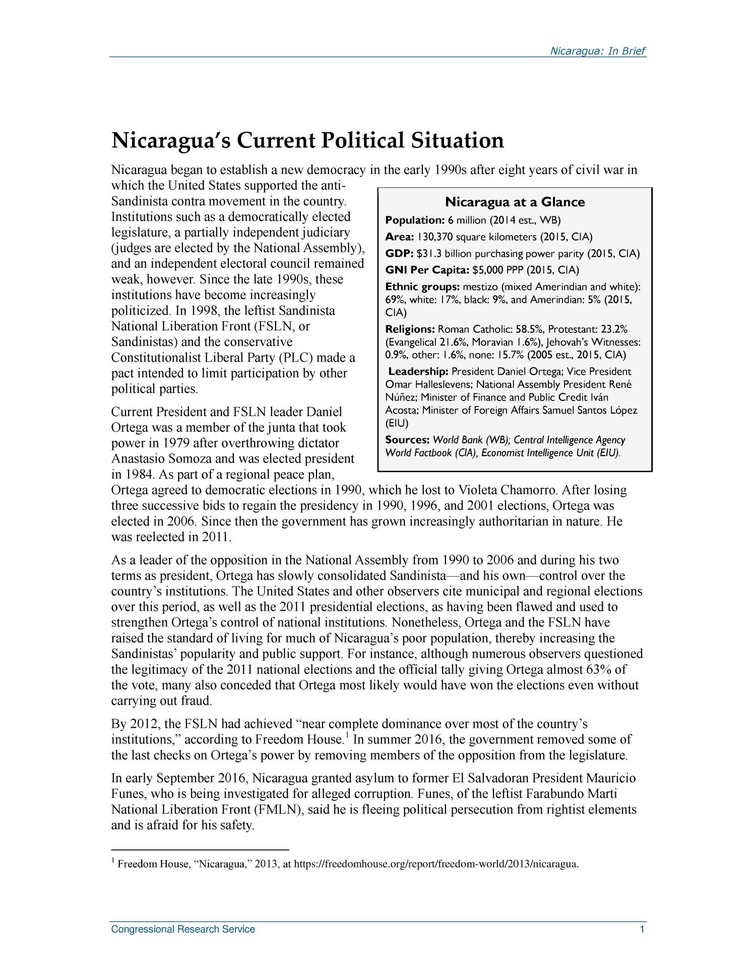 Nicaragua: In Brief
                                                
                                                    [Sequence #]: 4 of 15
                                                