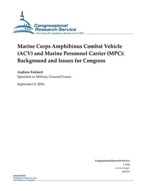 Marine Corps Amphibious Combat Vehicle (ACV) and Marine Personnel Carrier (MPC): Background and Issues for Congress